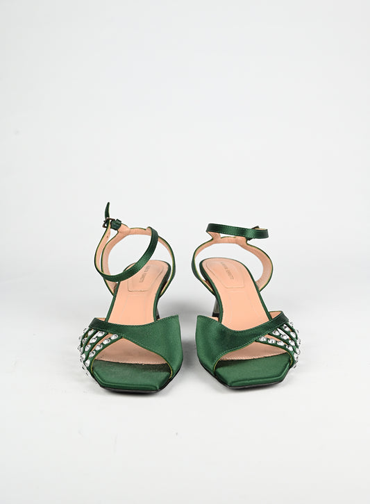 Alberta Ferretti Sandali in raso verde - N. 38