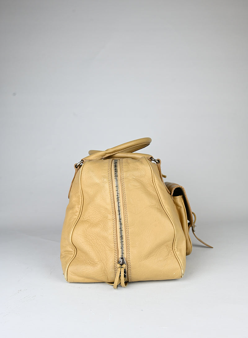 Balenciaga Borsa a bauletto in pelle beige