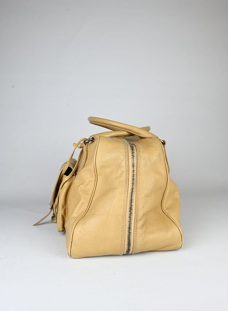 Balenciaga Borsa a bauletto in pelle beige