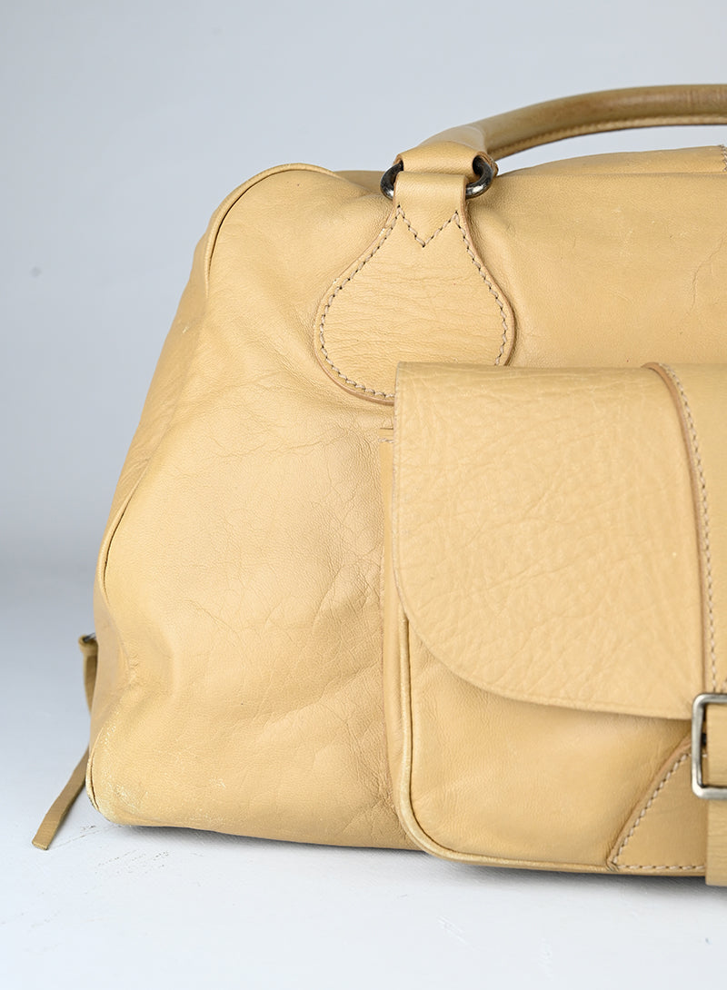 Balenciaga Borsa a bauletto in pelle beige