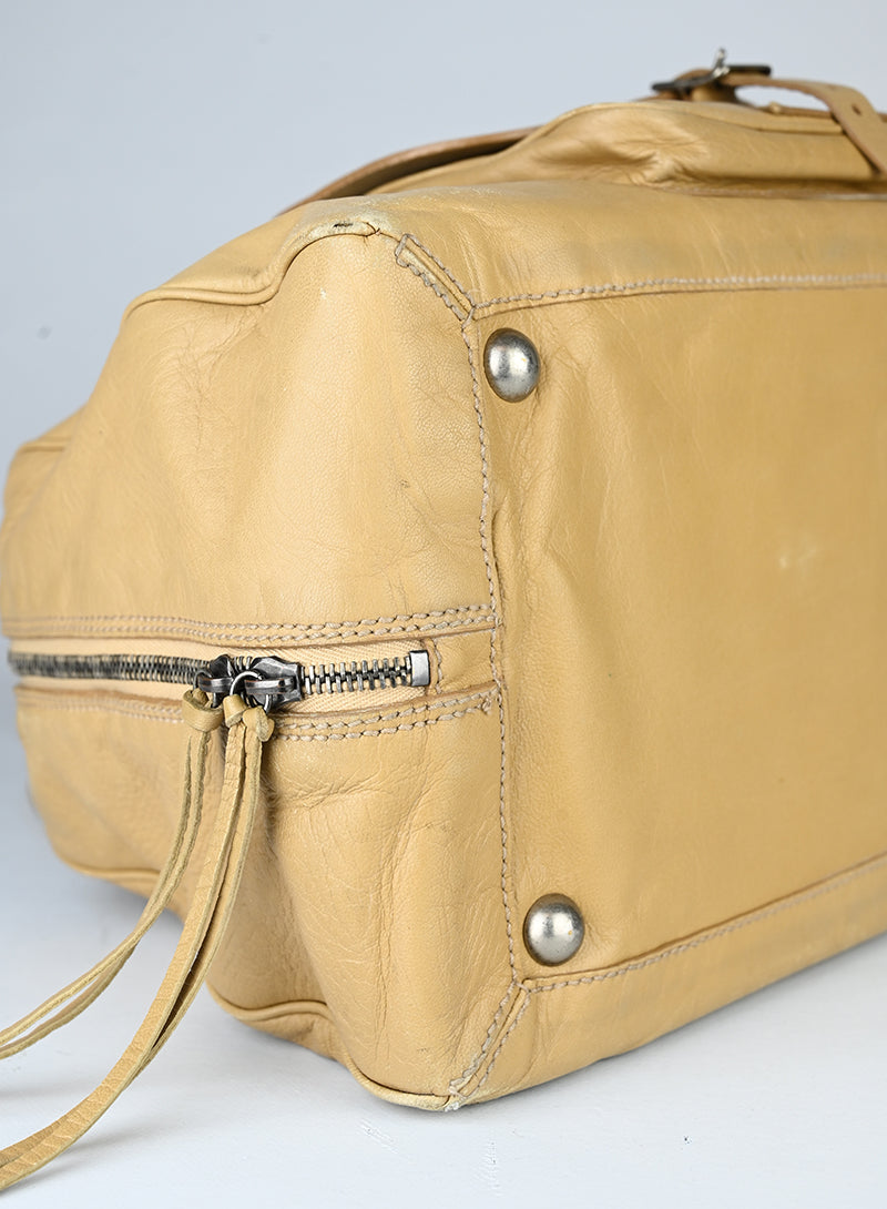 Balenciaga Borsa a bauletto in pelle beige