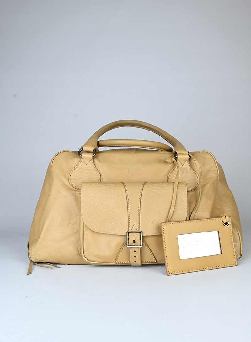 Balenciaga Borsa a bauletto in pelle beige