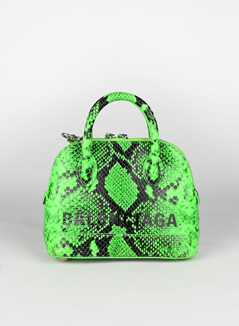 Balenciaga Borsa Ville XXS in pelle verde fluo