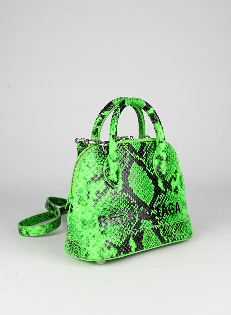 Balenciaga Borsa Ville XXS in pelle verde fluo