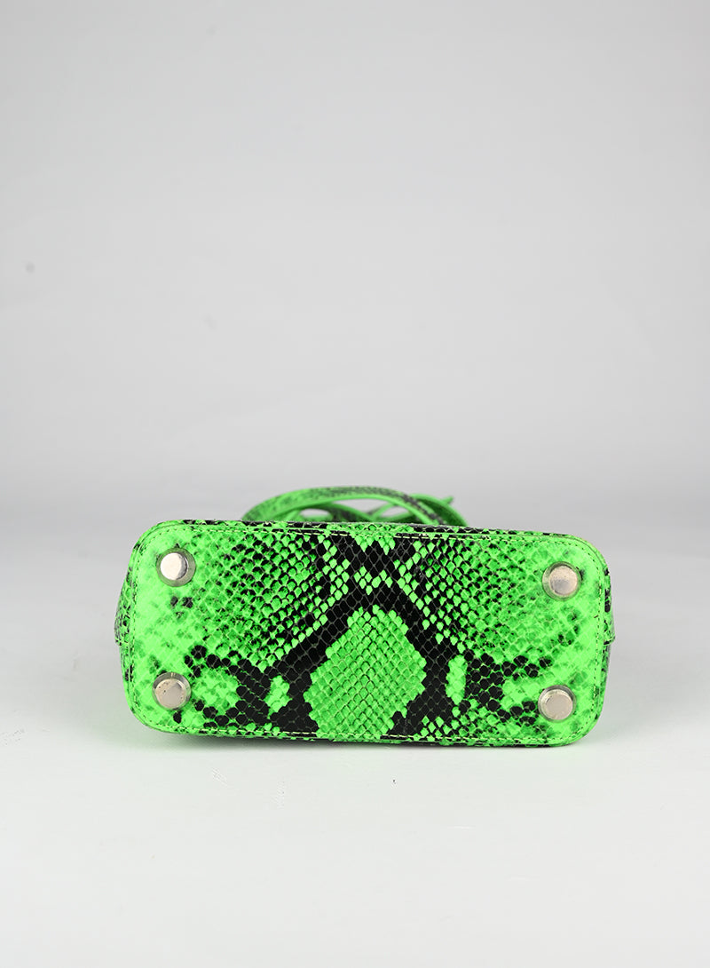 Balenciaga Borsa Ville XXS in pelle verde fluo