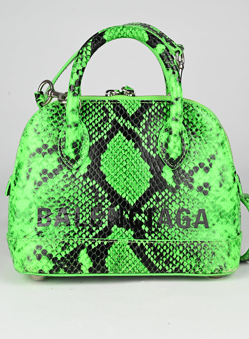 Balenciaga Borsa Ville XXS in pelle verde fluo