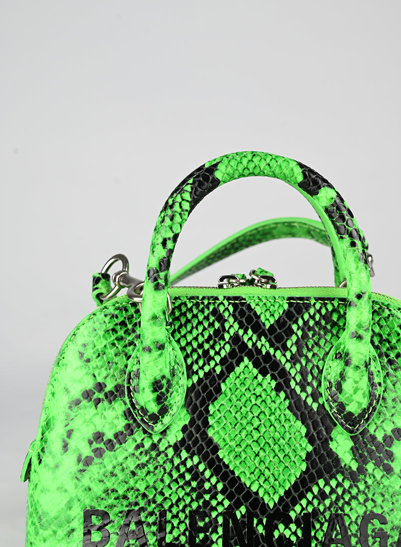 Balenciaga Borsa Ville XXS in pelle verde fluo