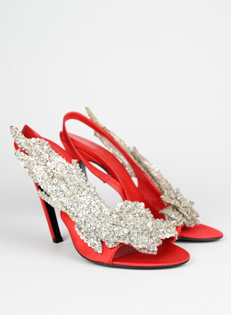 Balenciaga Sandali rossi con paillettes - N. 39