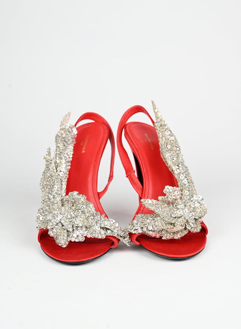 Balenciaga Sandali rossi con paillettes - N. 39