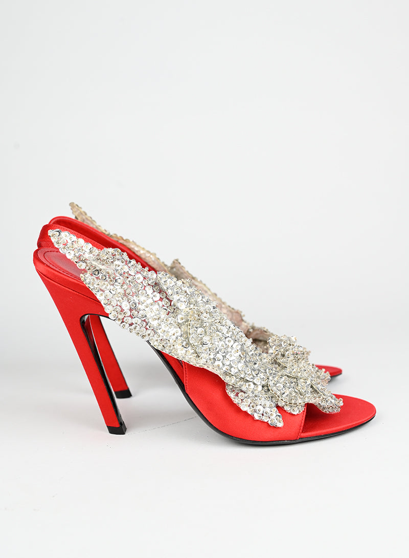 Balenciaga Sandali rossi con paillettes - N. 39