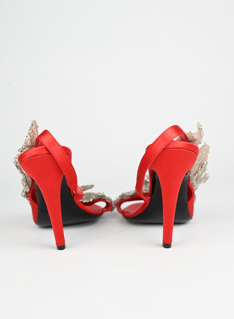 Balenciaga Sandali rossi con paillettes - N. 39
