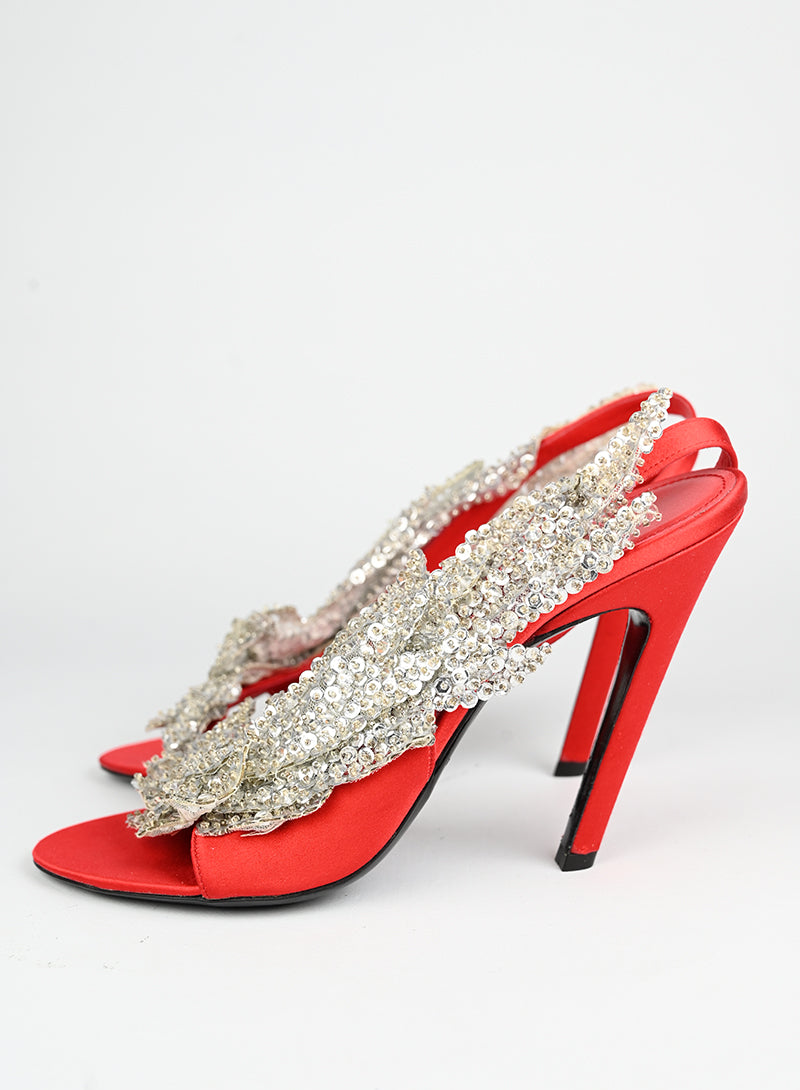 Balenciaga Sandali rossi con paillettes - N. 39