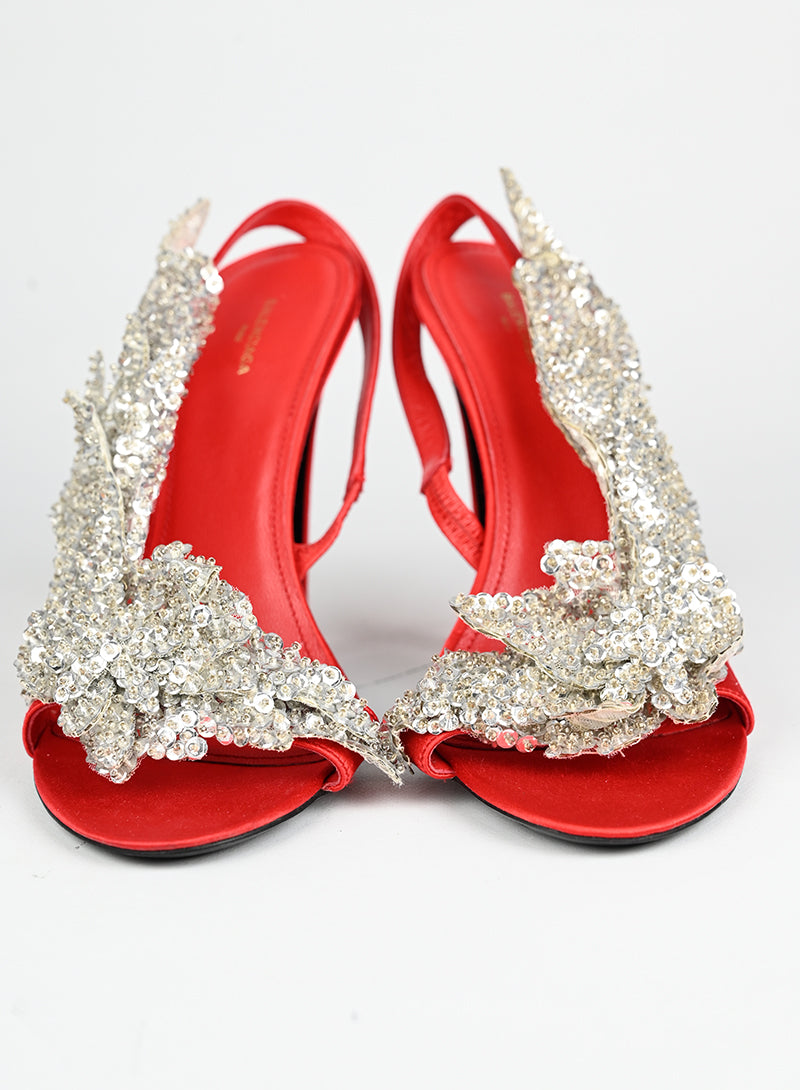 Balenciaga Sandali rossi con paillettes - N. 39