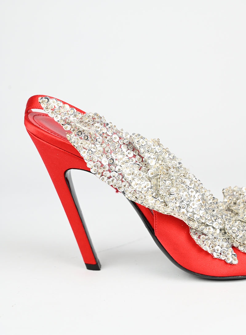 Balenciaga Sandali rossi con paillettes - N. 39