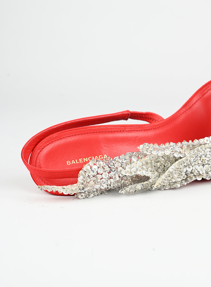 Balenciaga Sandali rossi con paillettes - N. 39
