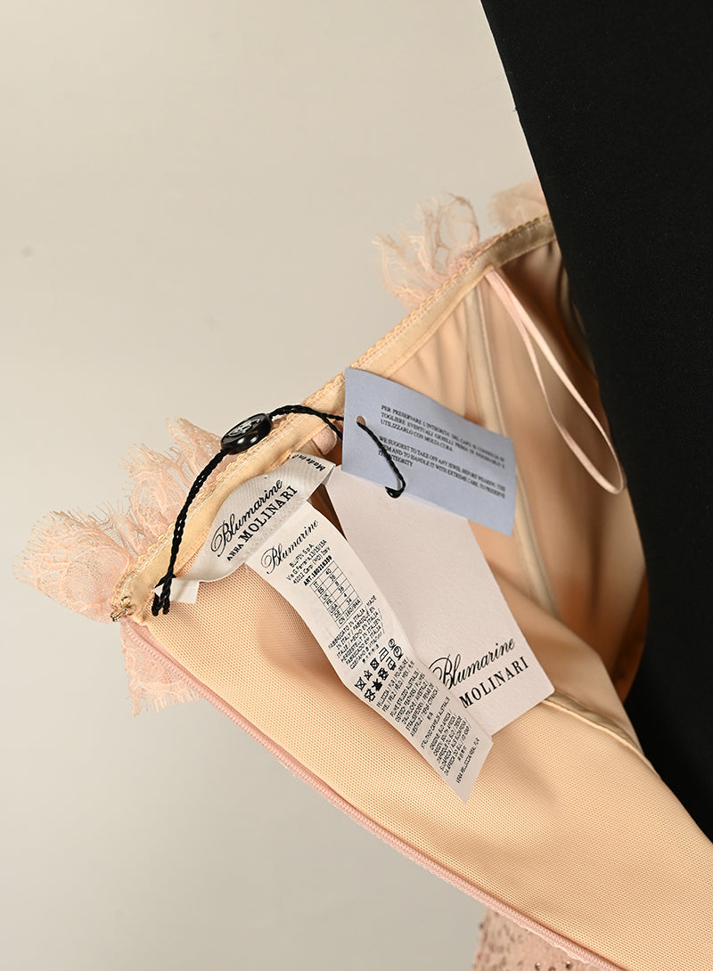 Blumarine Abito corto rosa con strass e coprispalle - Tg. 40
