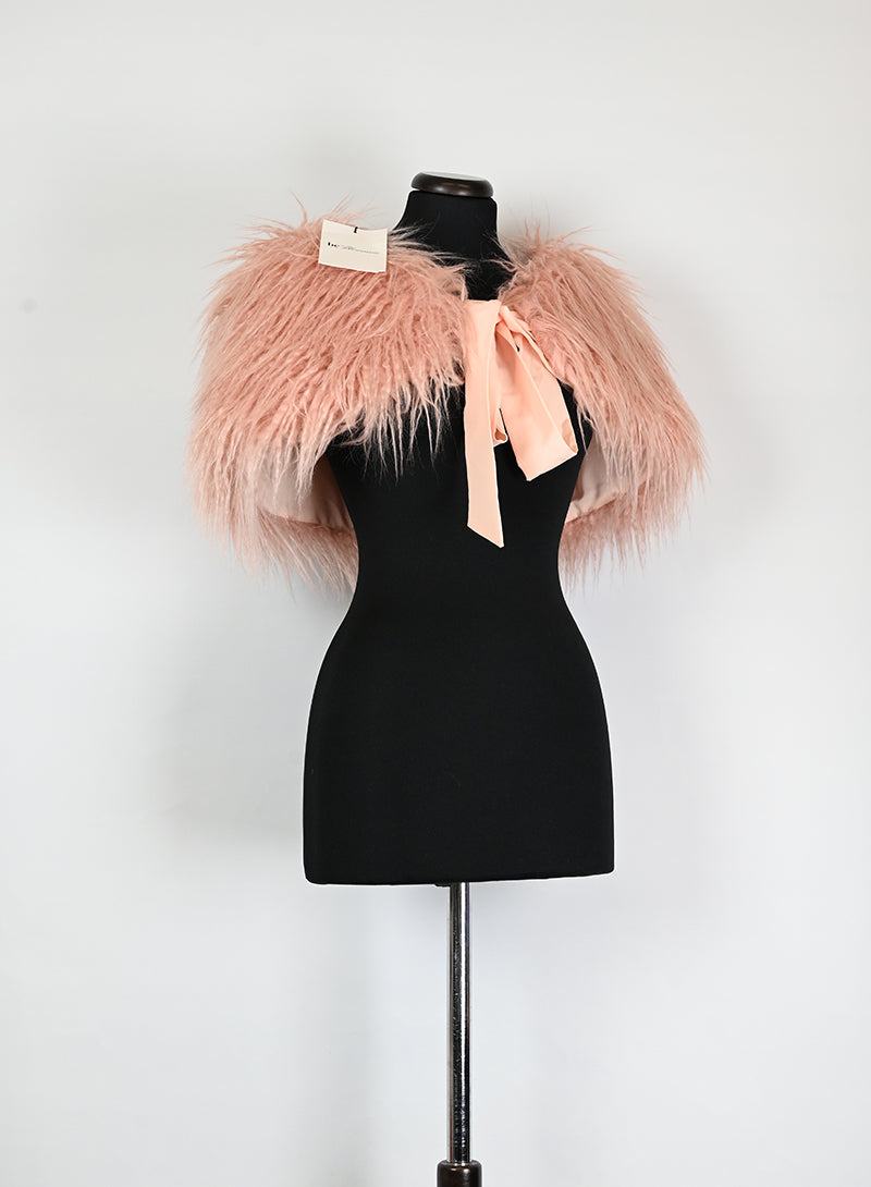 Blumarine Abito corto rosa con strass e coprispalle - Tg. 40