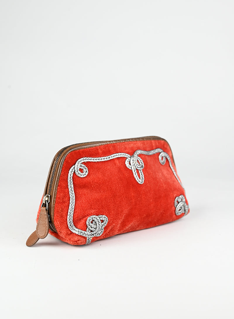 Bottega Veneta Beauty Case in velluto rosso