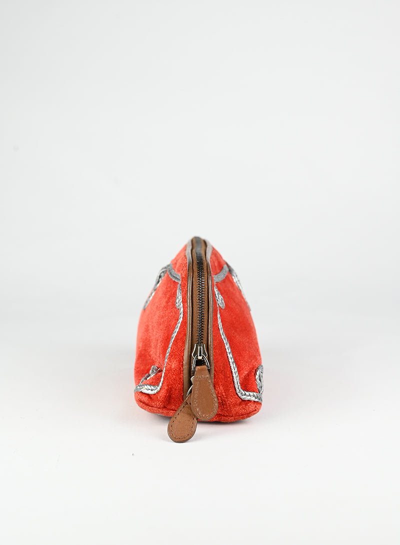 Bottega Veneta Beauty Case in velluto rosso