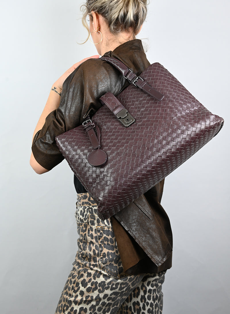 Bottega Veneta Borsa Roma in pelle burgundy
