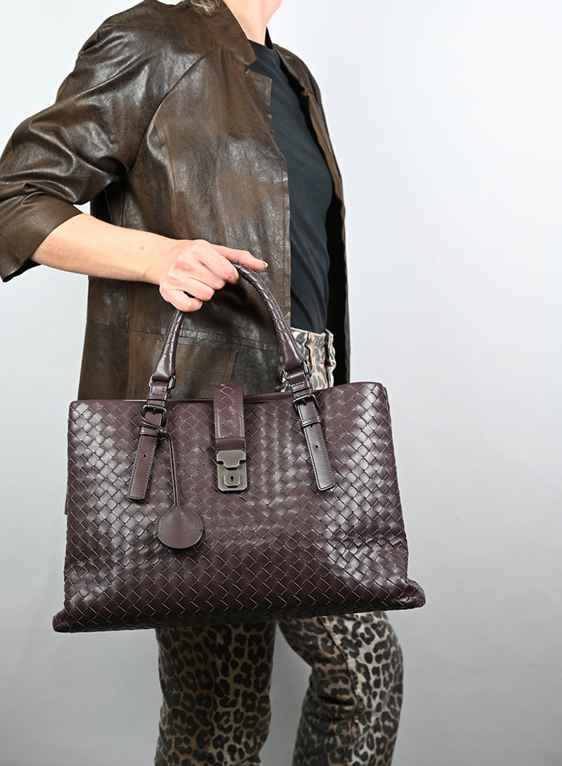 Bottega Veneta Borsa Roma in pelle burgundy