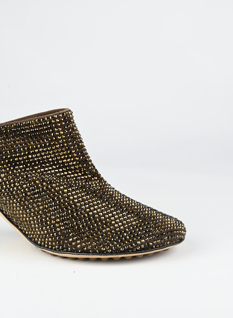 Bottega Veneta Sandali Sabot marroni con strass - N. 39