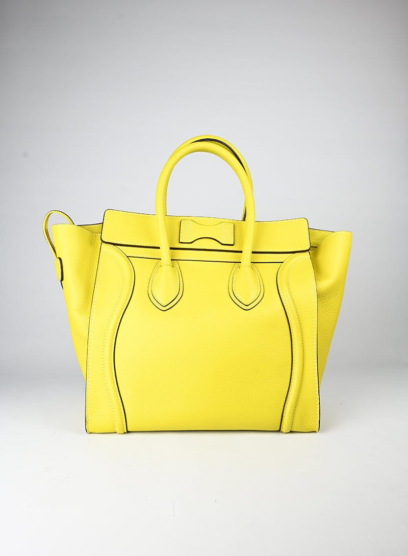 Celine Borsa Luggage grande in pelle gialla