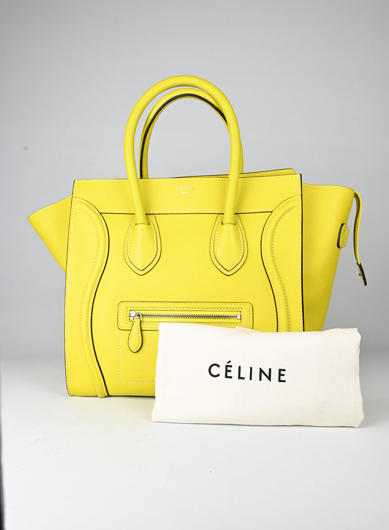 Celine Borsa Luggage grande in pelle gialla