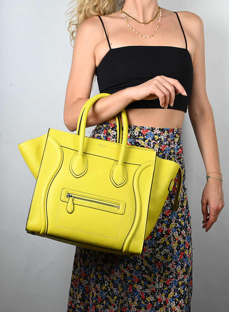 Celine Borsa Luggage grande in pelle gialla