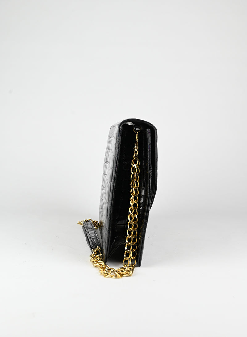 Celine Borsa in pelle di coccodrillo nera