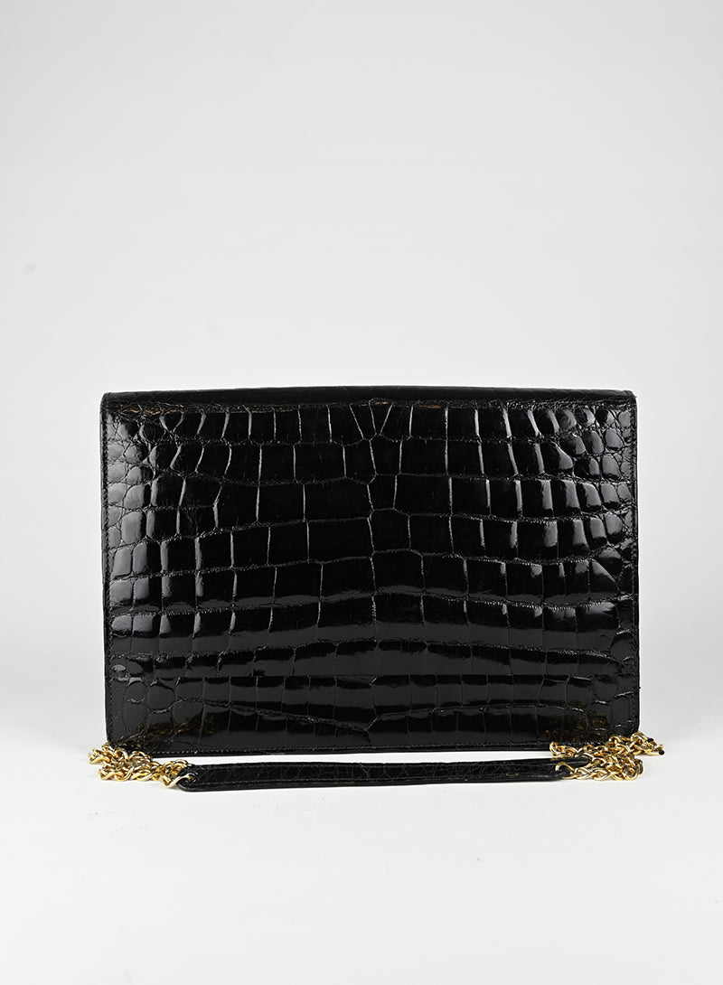 Celine Borsa in pelle di coccodrillo nera