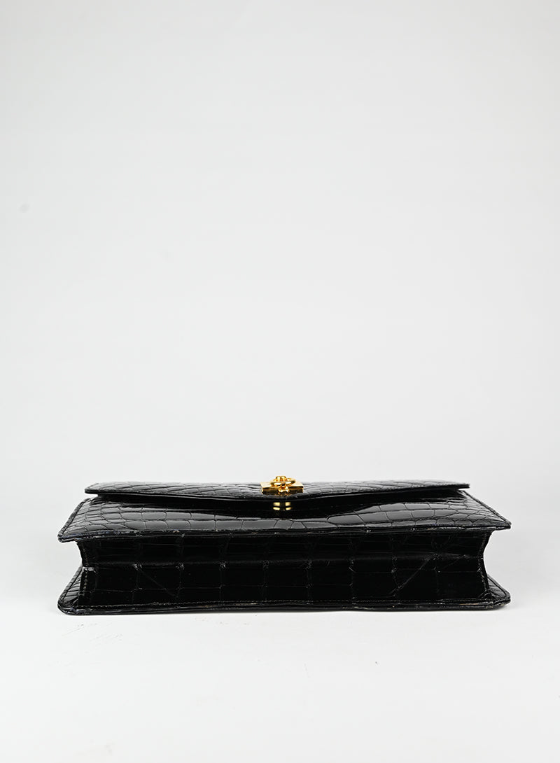 Celine Borsa in pelle di coccodrillo nera