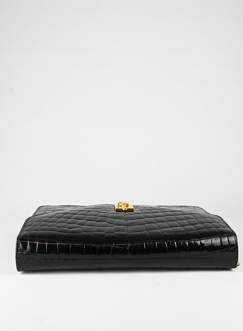 Celine Borsa in pelle di coccodrillo nera