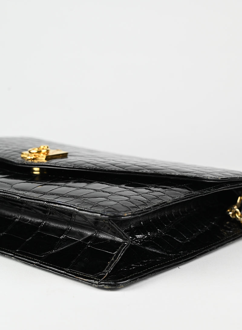 Celine Borsa in pelle di coccodrillo nera