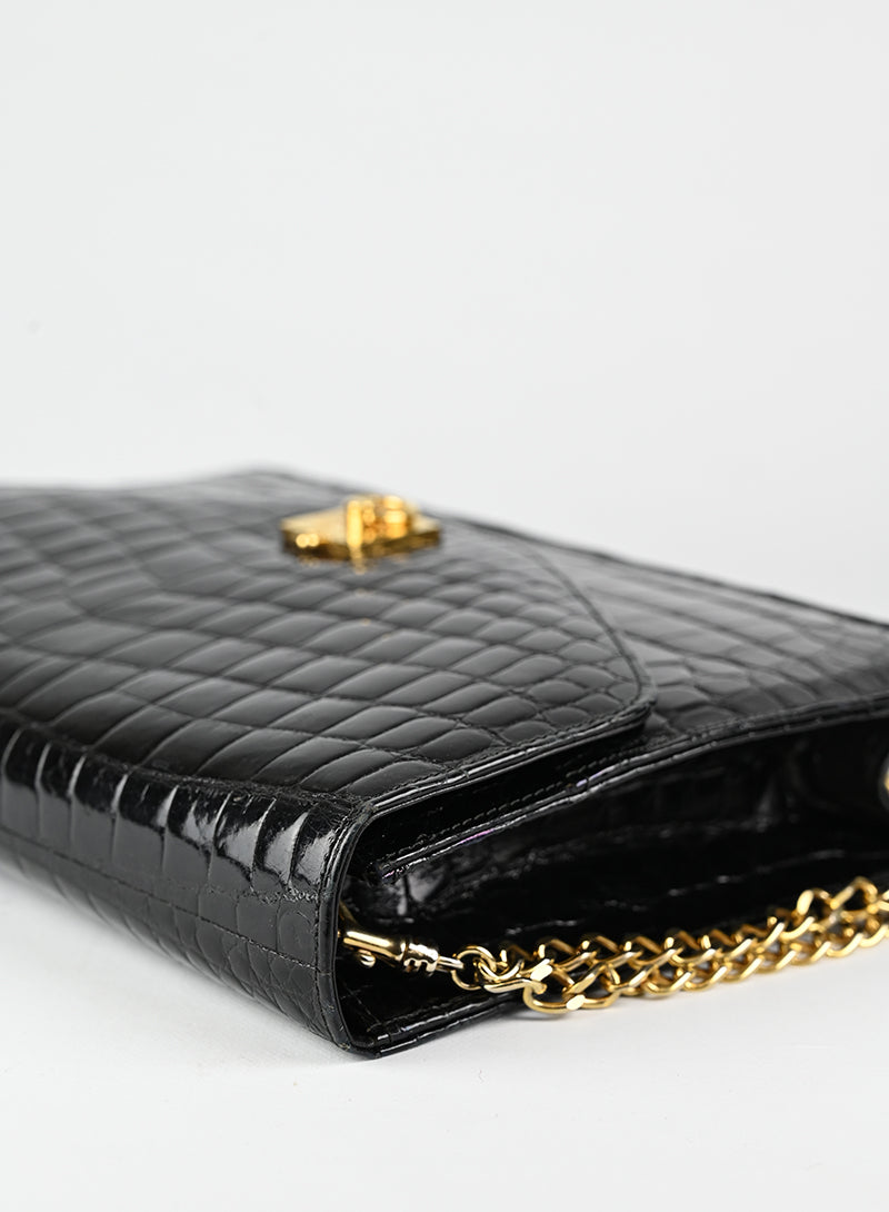 Celine Borsa in pelle di coccodrillo nera