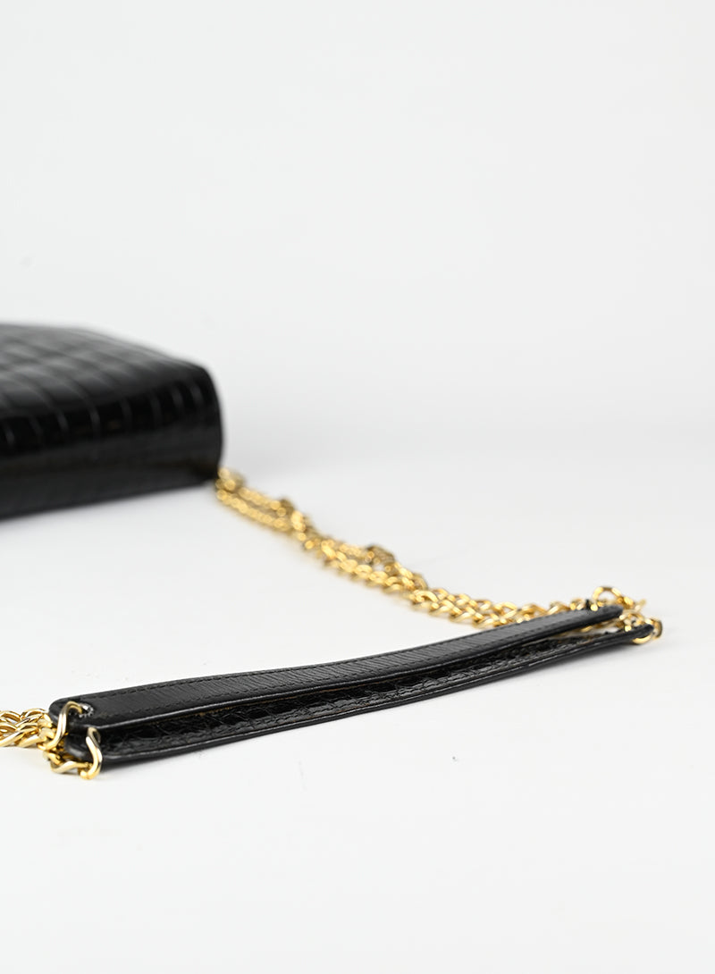 Celine Borsa in pelle di coccodrillo nera