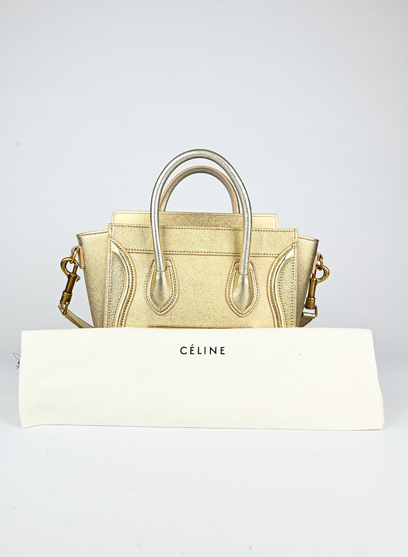 Celine Borsa Luggage Nano oro