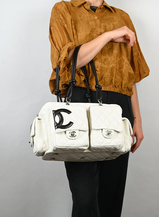 Chanel Borsa Cambon 2004 in pelle bianca - lesleyluxuryvintage
