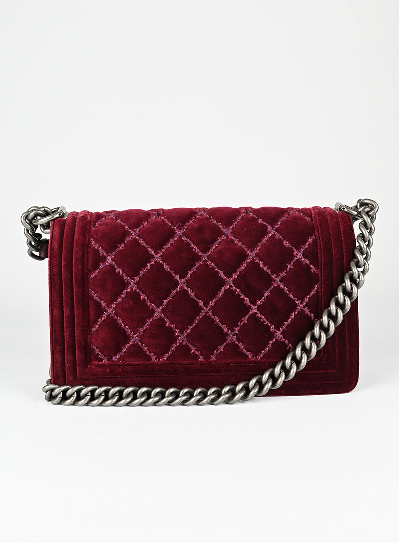 Chanel Borsa Boy in velluto burgundy
