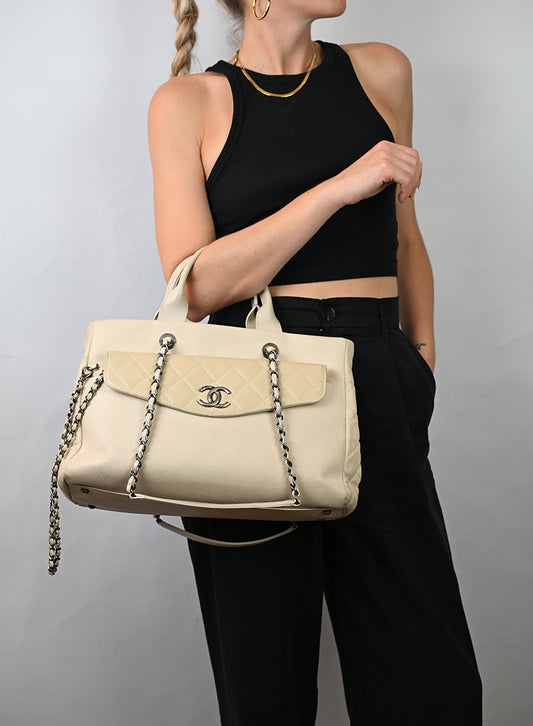 Chanel Borsa Coco Break in pelle beige - lesleyluxuryvintage