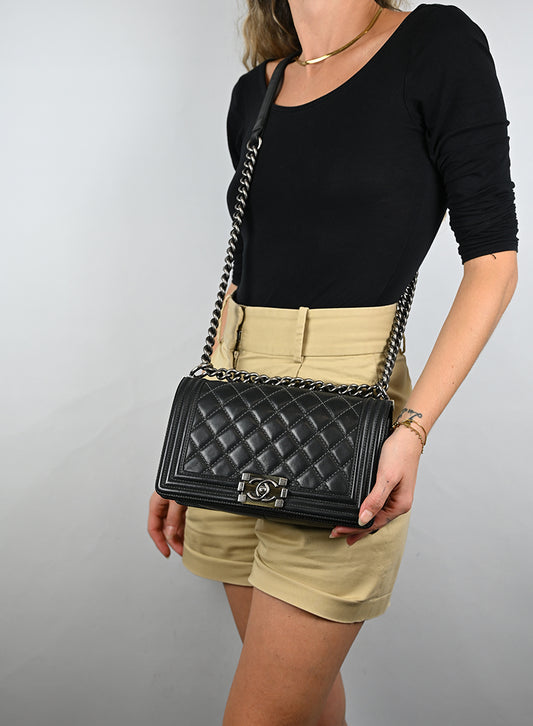 Chanel Borsa Boy Pelle Grigia 2015-2016
