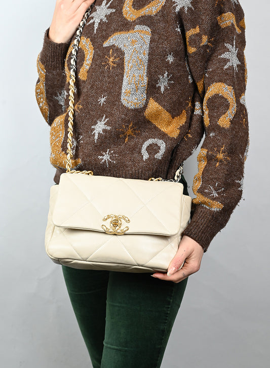 Chanel Borsa 19 in pelle panna