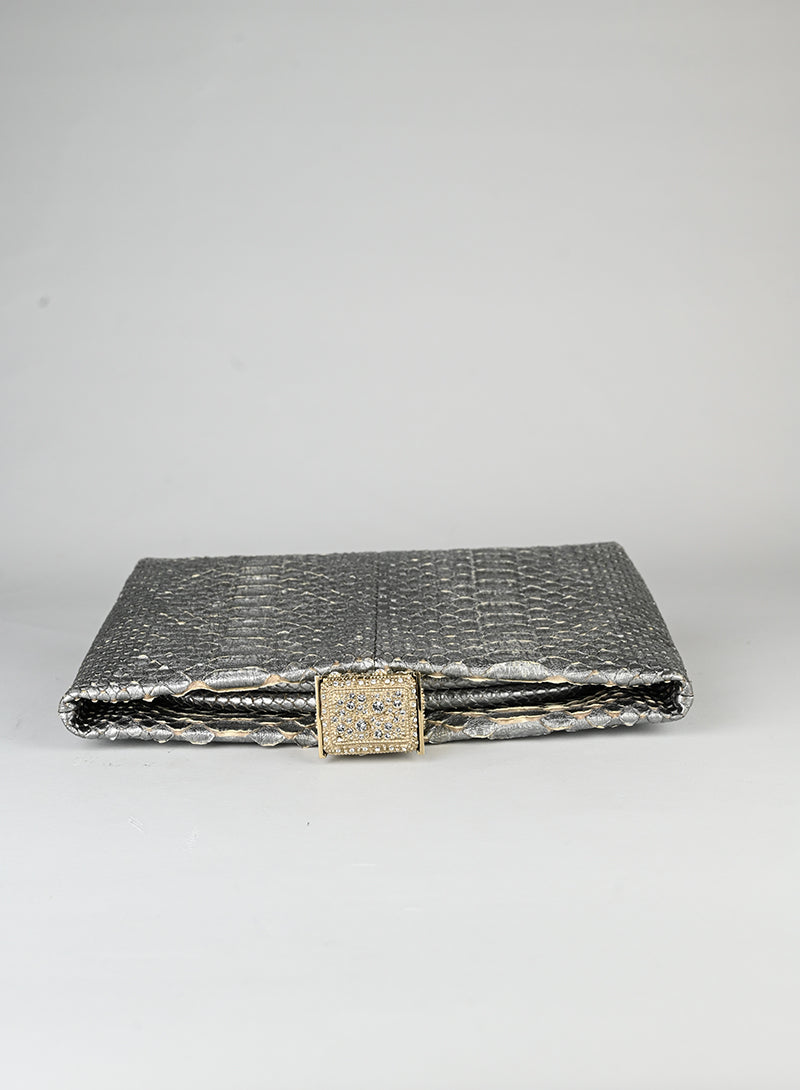 Chanel Pochette in pelle pitone argento