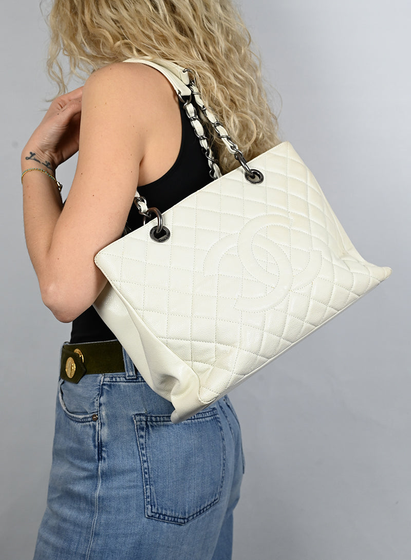 Chanel Borsa GST in pelle bianca
