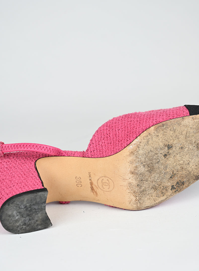 Chanel Sandali Slingback Bouclé Fucsia - N. 36