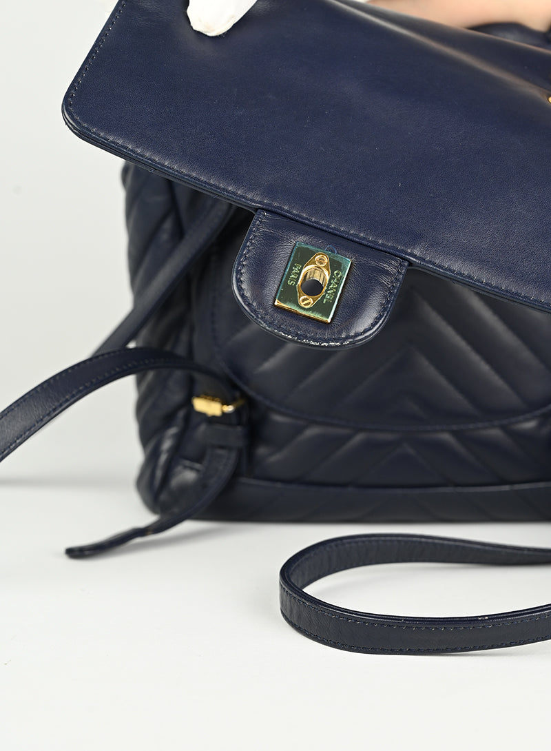 Chanel Zaino in pelle blu