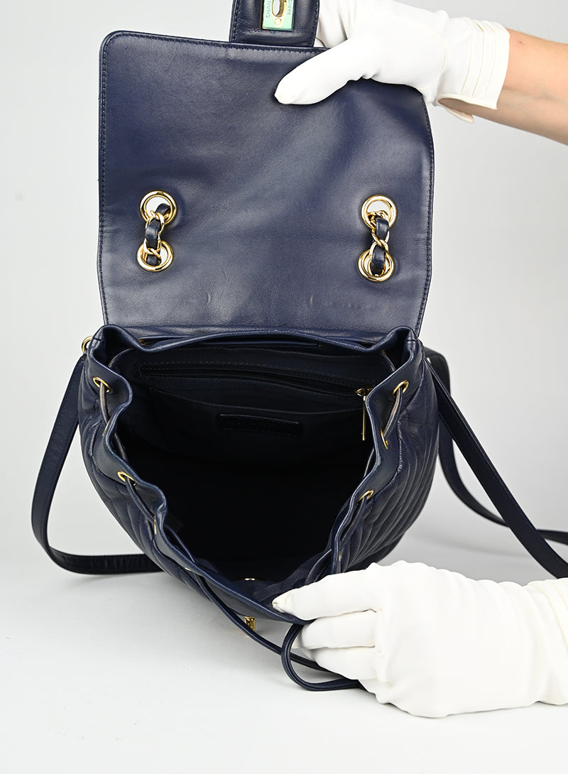 Chanel Zaino in pelle blu