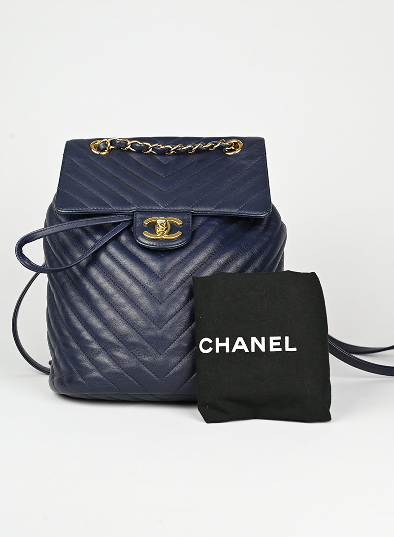 Chanel Zaino in pelle blu