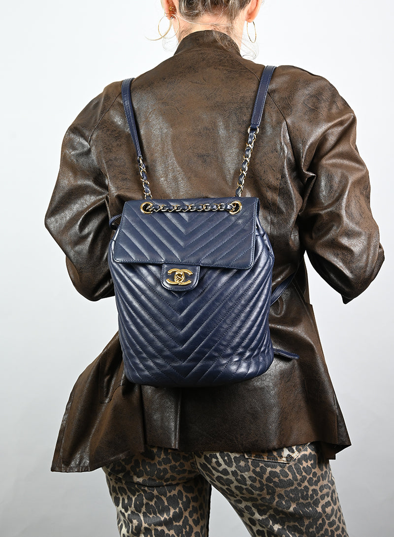 Chanel Zaino in pelle blu