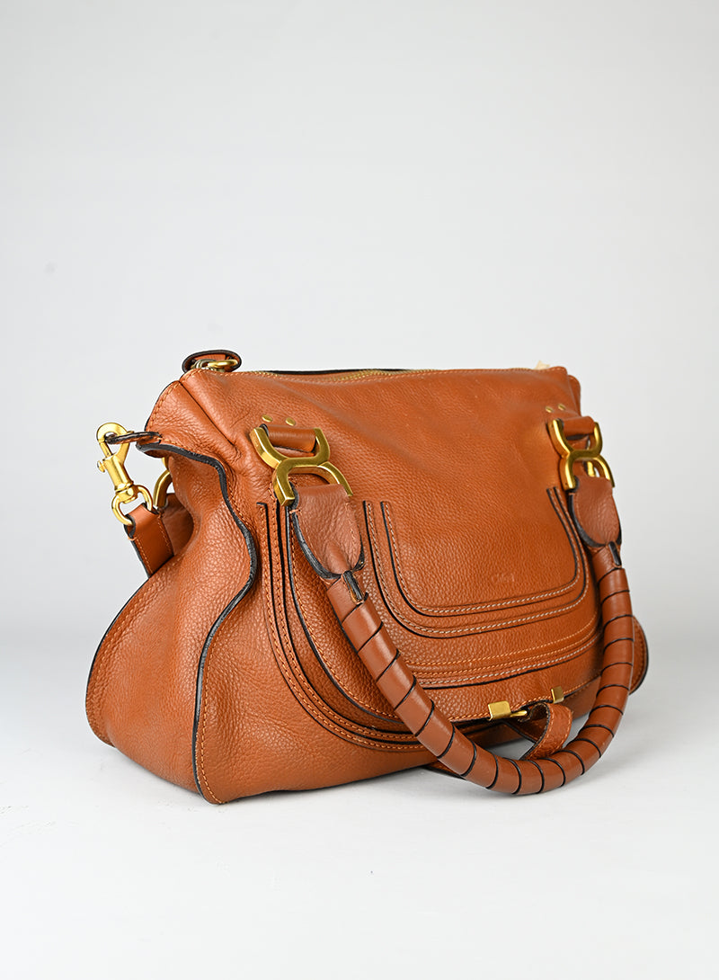 Chloè Borsa Marcie grande in pelle cognac